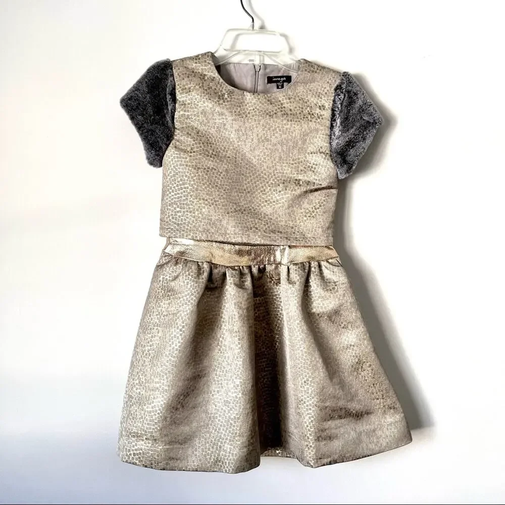 Imoga Miranda girls gold tone special occasion dress size 4